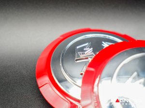 FIAT 500 Wheel Center Cap Set - set of 4 - Red/ Chrome - Scorpion Design 